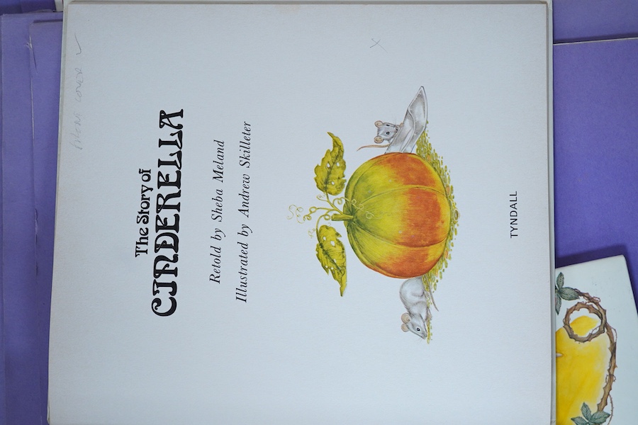 Andrew Skilleter (contemporary), a large collection of watercolours on card, Original illustrations from Cinderella and Snow White, with two accompanying books, largest 41 x 56cm, unframed